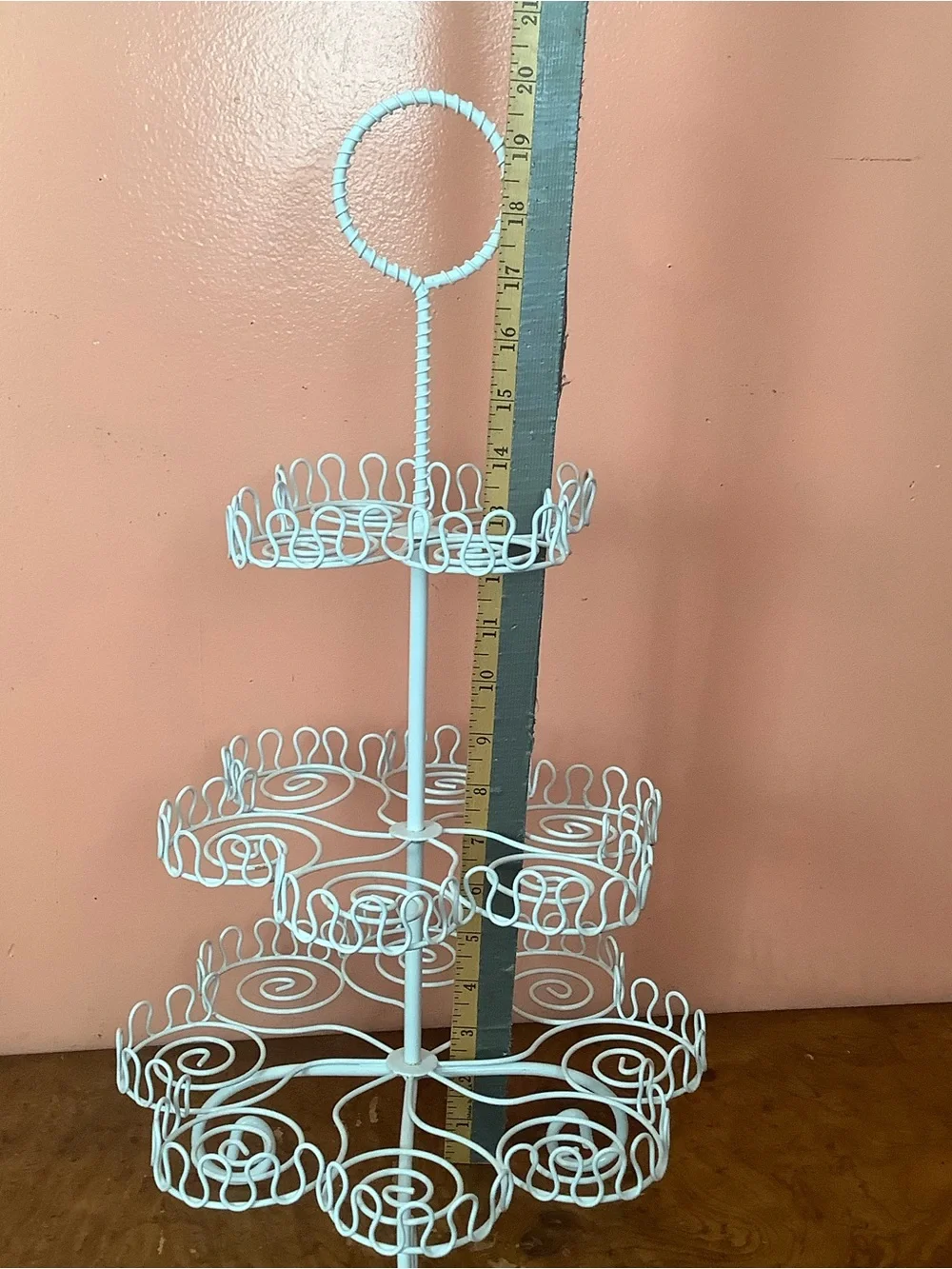 3 Tier Cupcake Muffin Tree Stand Display Holds 18 White Metal Design 20 X 11